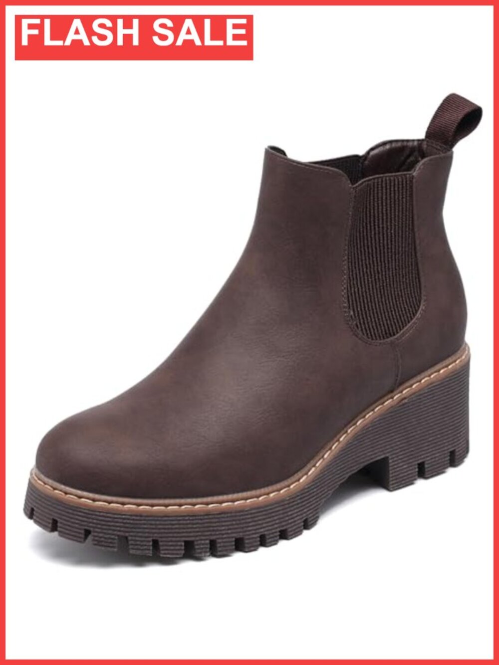 Chunky Platform Chelsea Ankle Boots Low Wedge Heel Suede